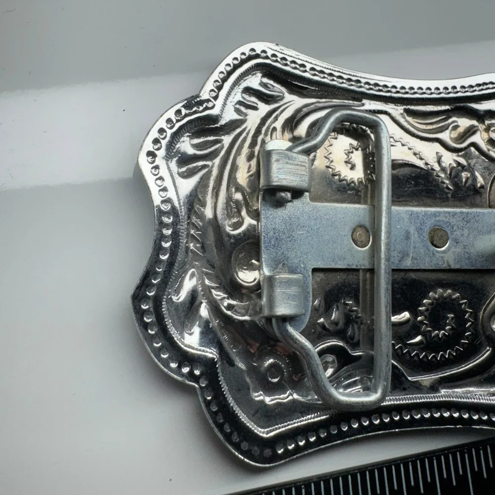 Western Eagle Belt Buckle Silver Tone Gold Tone‎ Ornate Floral Design Cowboy